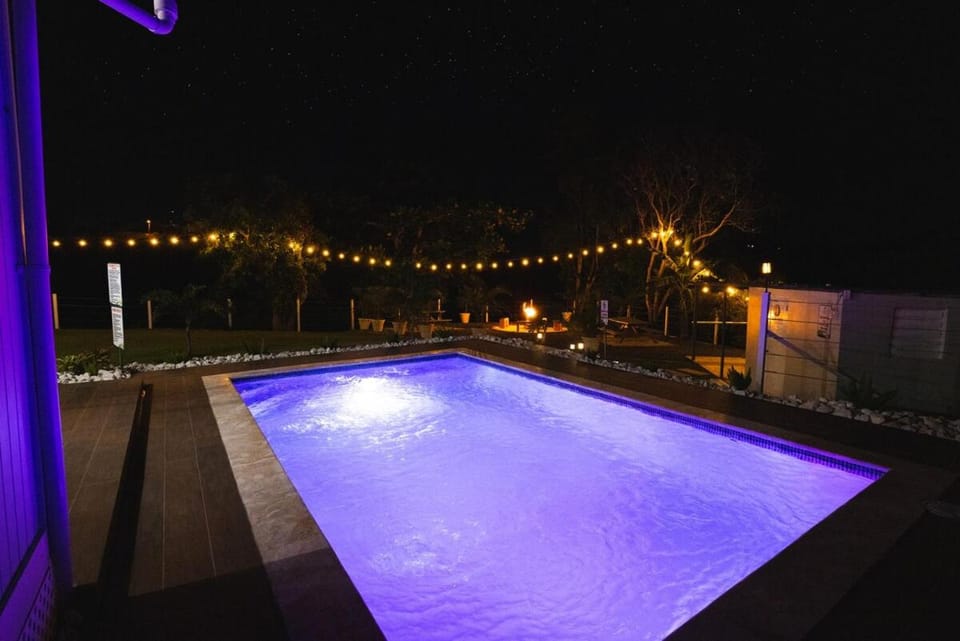 Night, Pool view, Swimming pool
