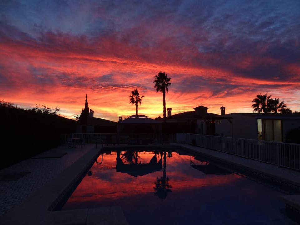 Pool view, Swimming pool, Sunset