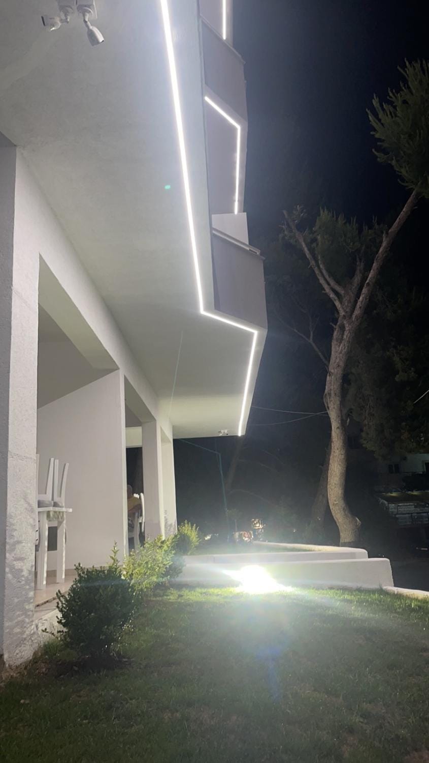 Property building, Facade/entrance, Night, Garden, Garden view