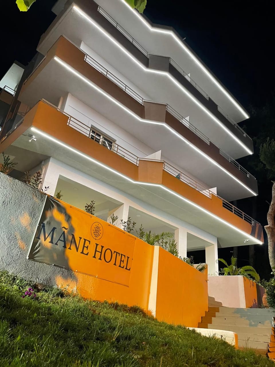 Property building, Facade/entrance, Night, Text overlay