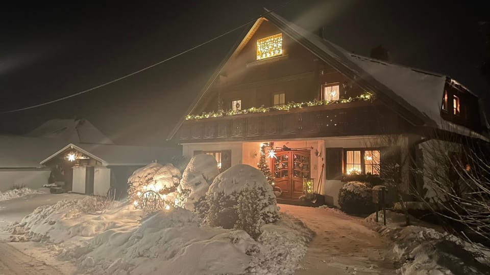 Property building, Night, Winter