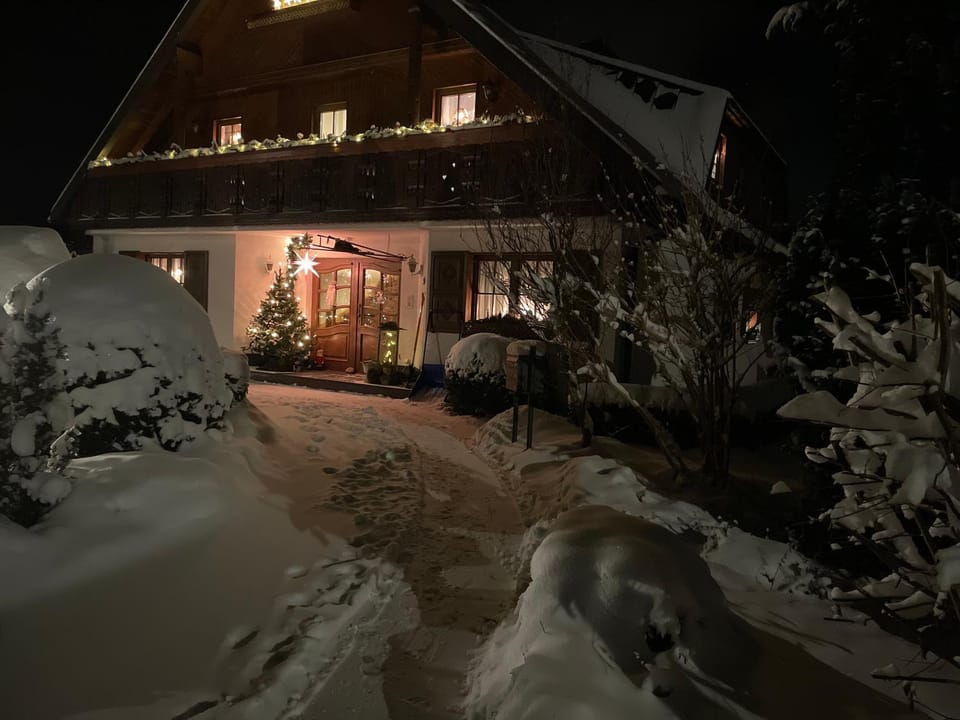 Property building, Night, Winter