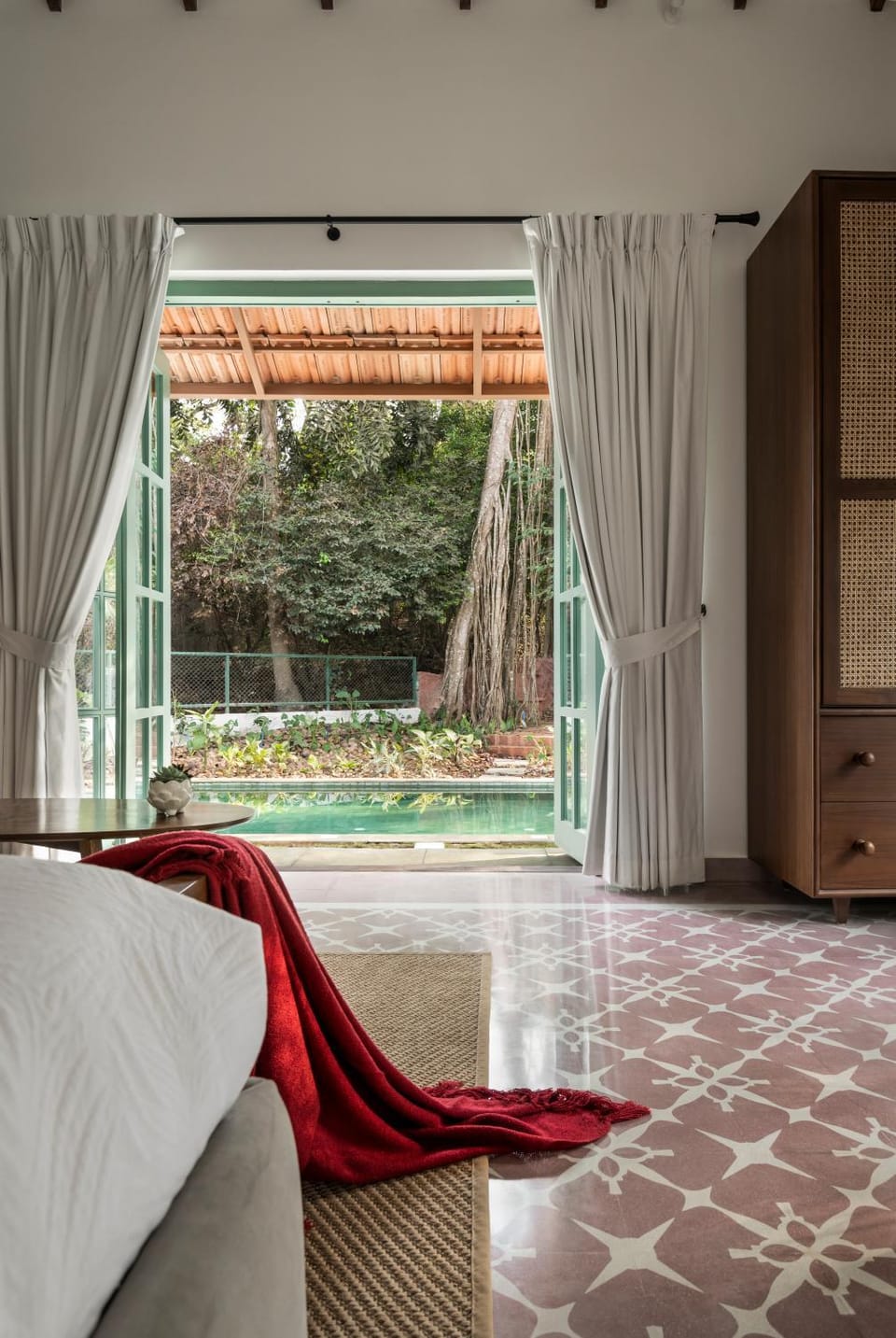 Bedroom, Pool view