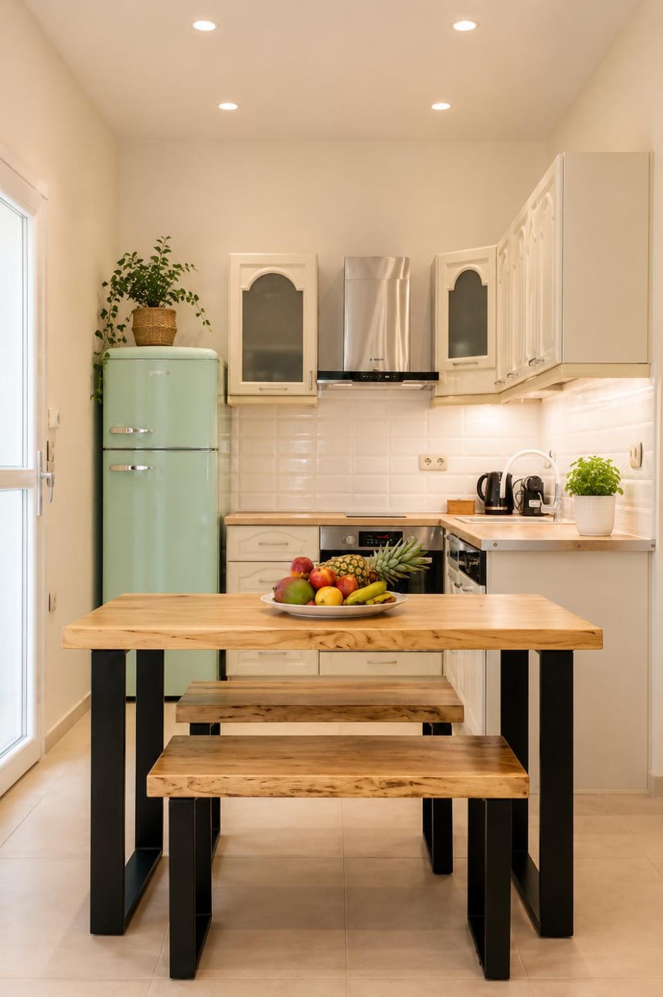 Coffee/tea facilities, Kitchen or kitchenette, Dining area, Food, oven, stove, toaster