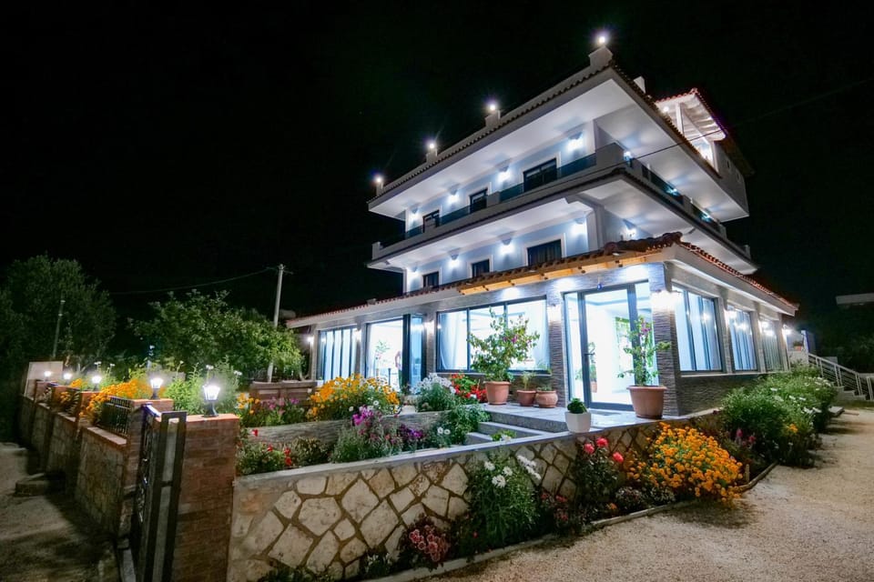 Property building, Night, Garden, Garden view