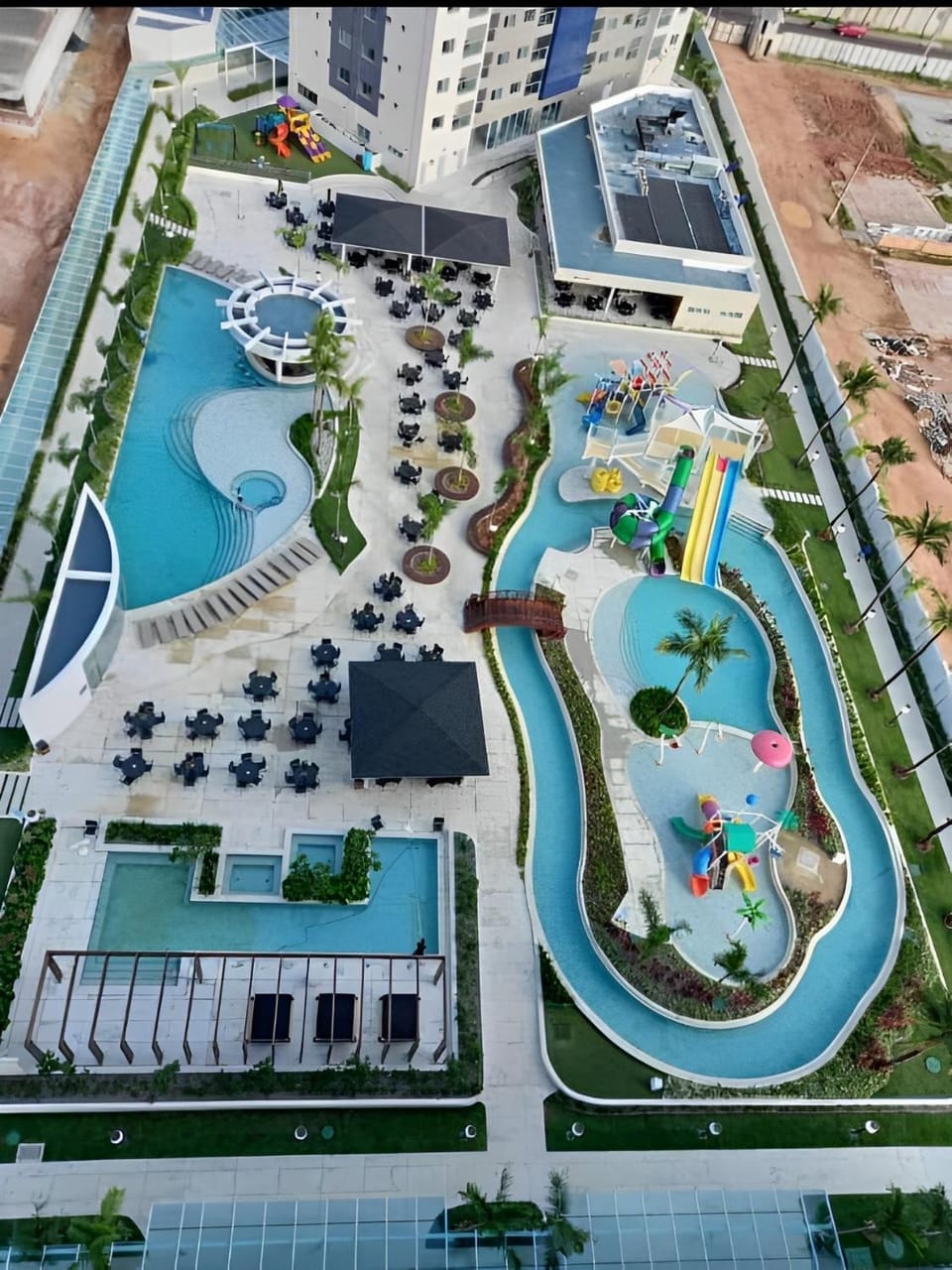 Day, Bird's eye view, Children play ground, Pool view, Swimming pool