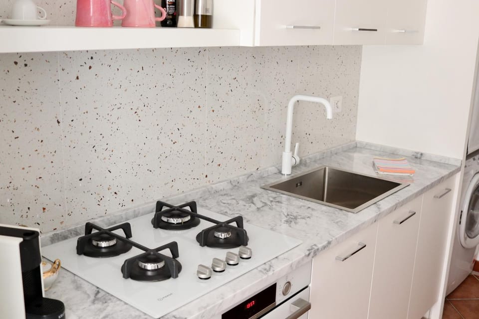 Kitchen or kitchenette, stove