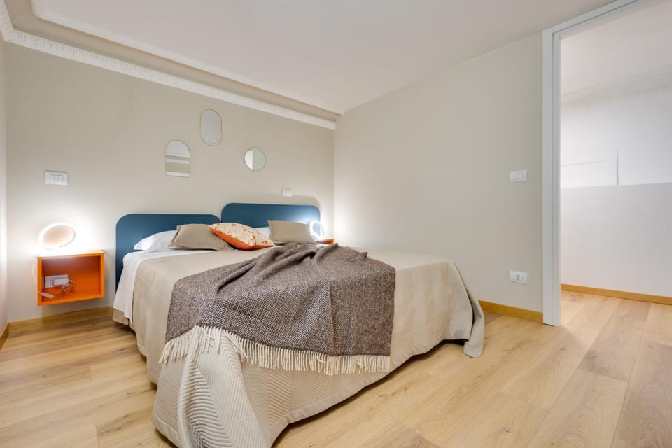 Bed, wardrobe