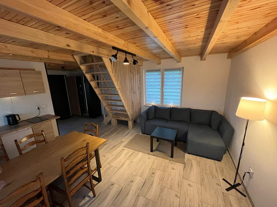 Kitchen or kitchenette, Living room, Seating area