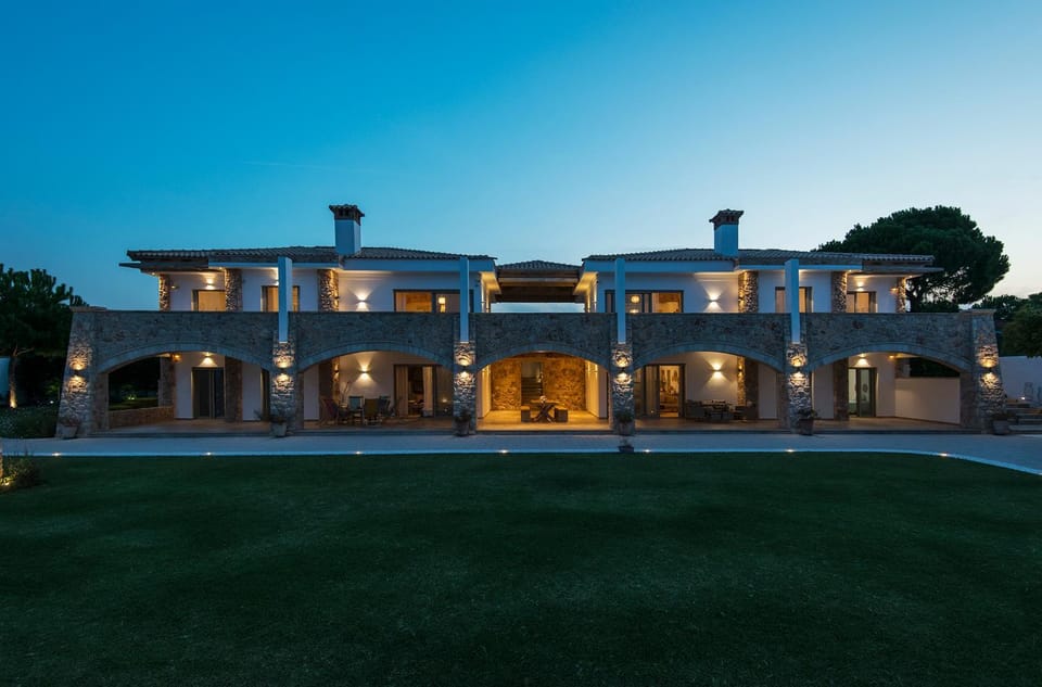 Property building, Night, Garden