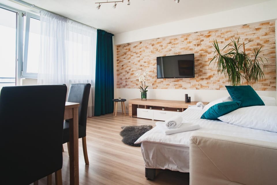 Communal lounge/ TV room, Bed, TV and multimedia, Balcony/Terrace, Living room, Photo of the whole room, Seating area, Bedroom