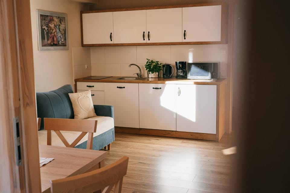 Kitchen or kitchenette, stove