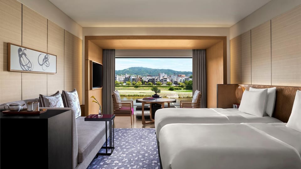 Bed, Natural landscape, Seating area, Mountain view