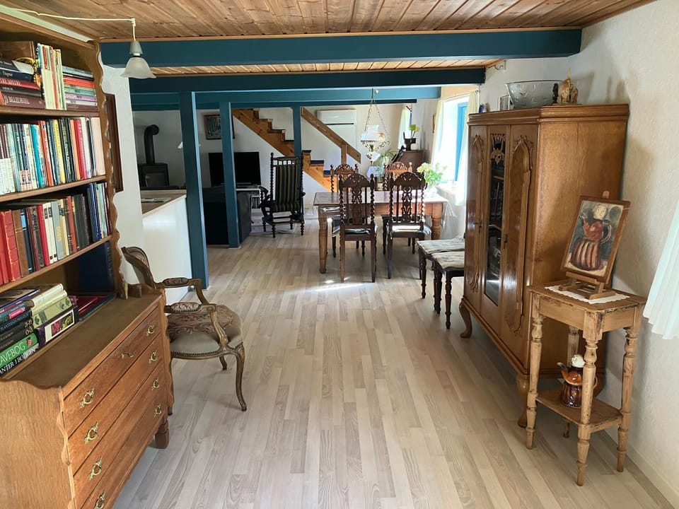 Library, Living room, Dining area