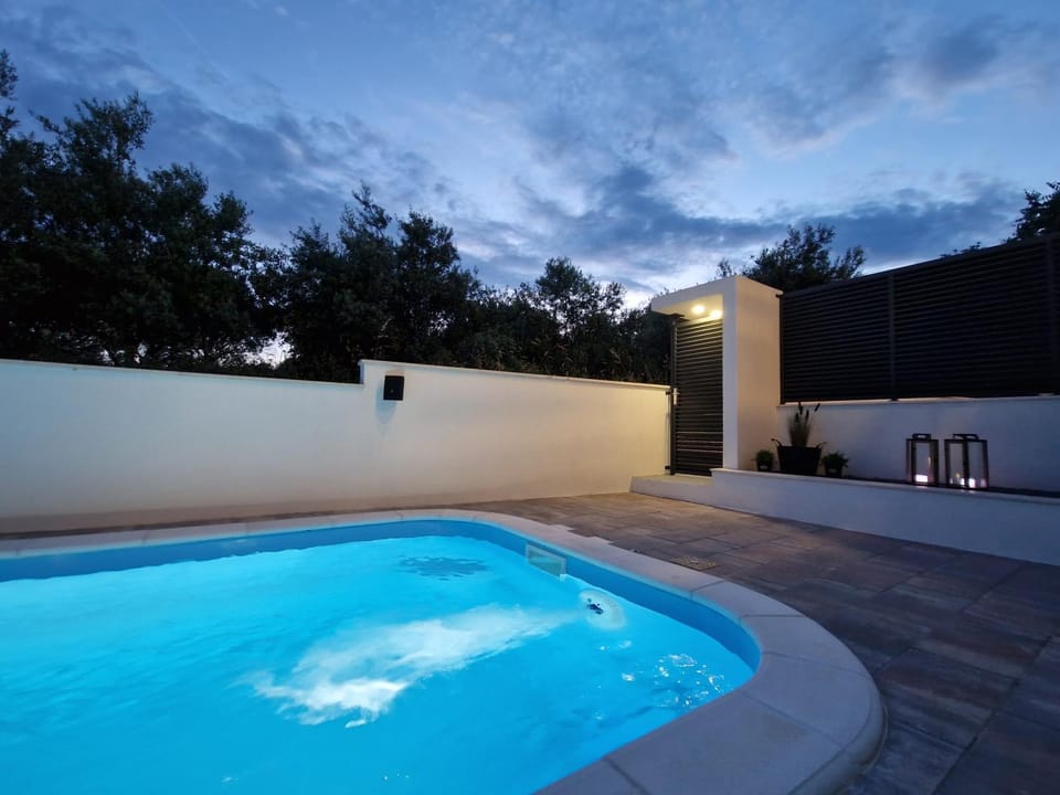 Night, Pool view, Swimming pool