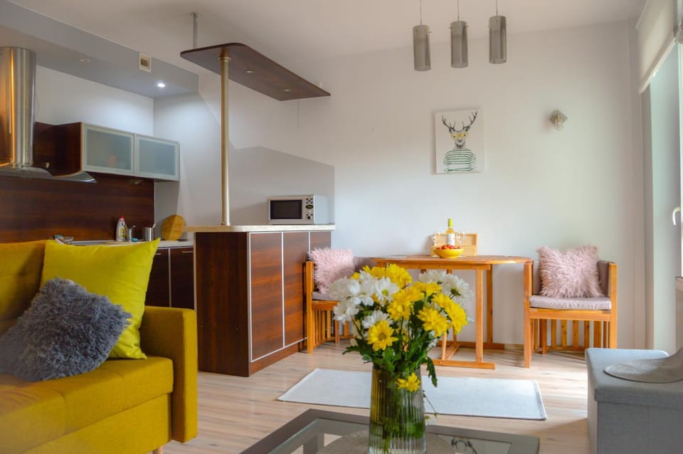 Kitchen or kitchenette, Living room, Seating area