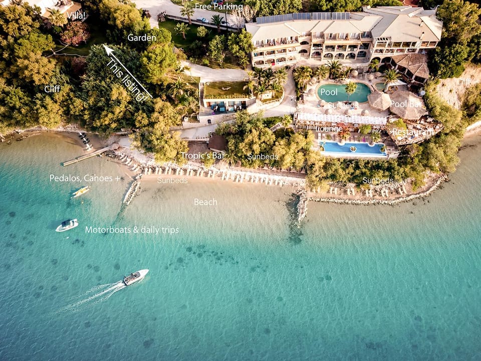 Nearby landmark, Restaurant/places to eat, Activities, Activities, Bird's eye view, Beach, Beach, Swimming pool, Swimming pool