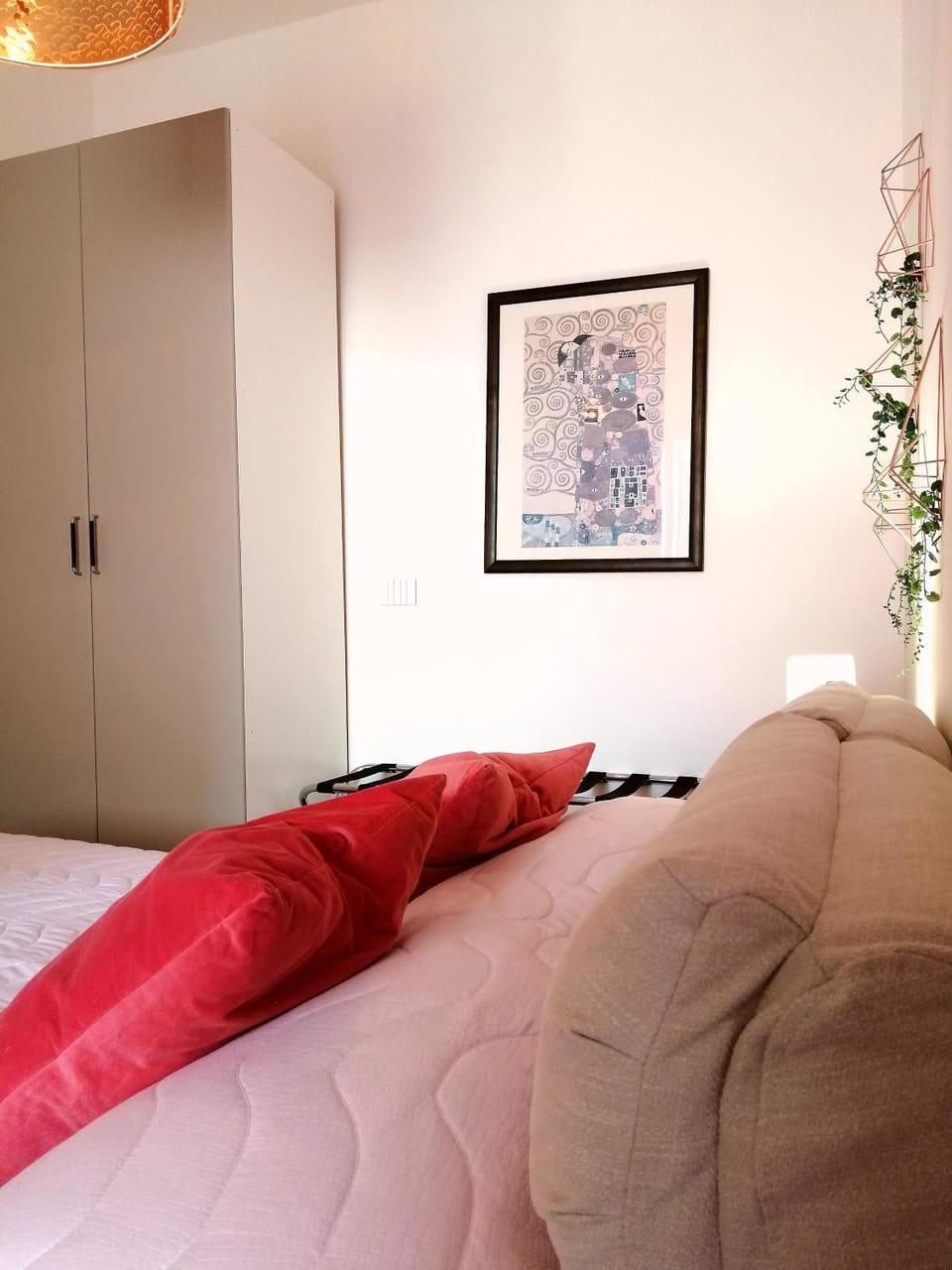 Bed, wardrobe