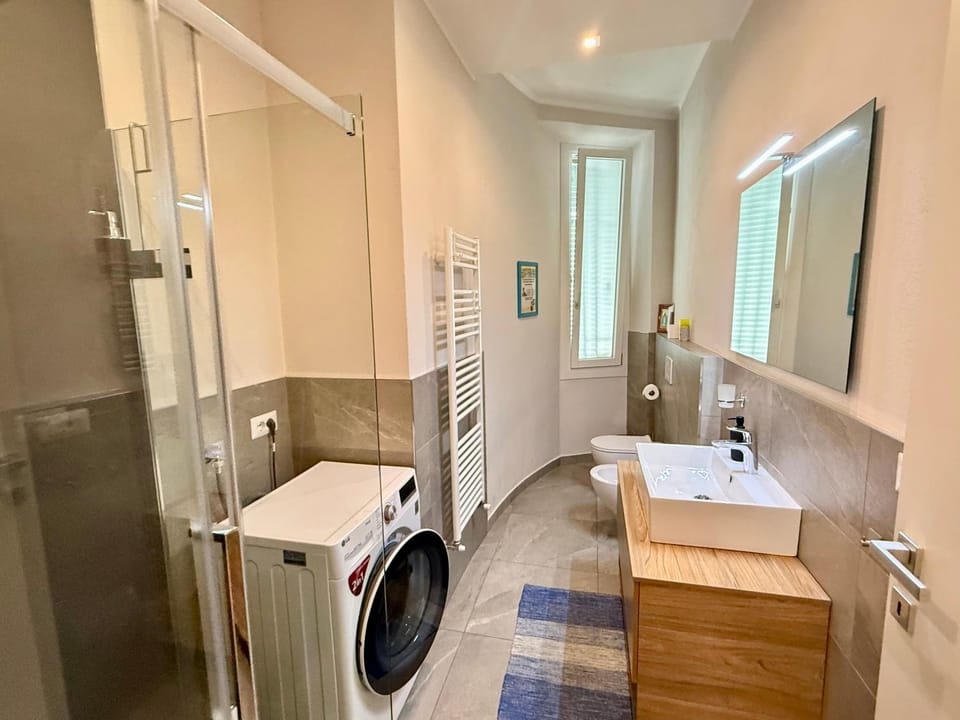 Shower, Bathroom, towels, washing machine