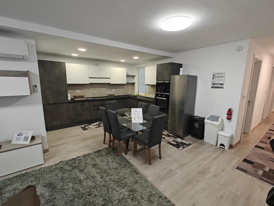 Dining area, oven, stove, kitchen