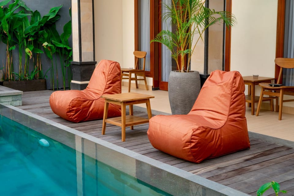 Living room, Seating area, Pool view, Swimming pool, sunbed
