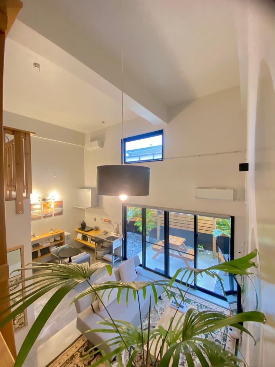 Kitchen or kitchenette, Living room, Photo of the whole room, Seating area, Garden view