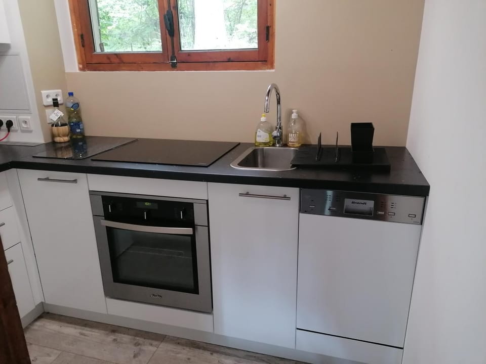 Kitchen or kitchenette, stove, kitchen