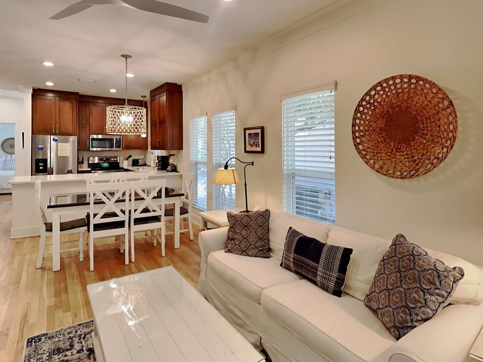 Kitchen or kitchenette, Living room, Dining area, furniture, air conditioner