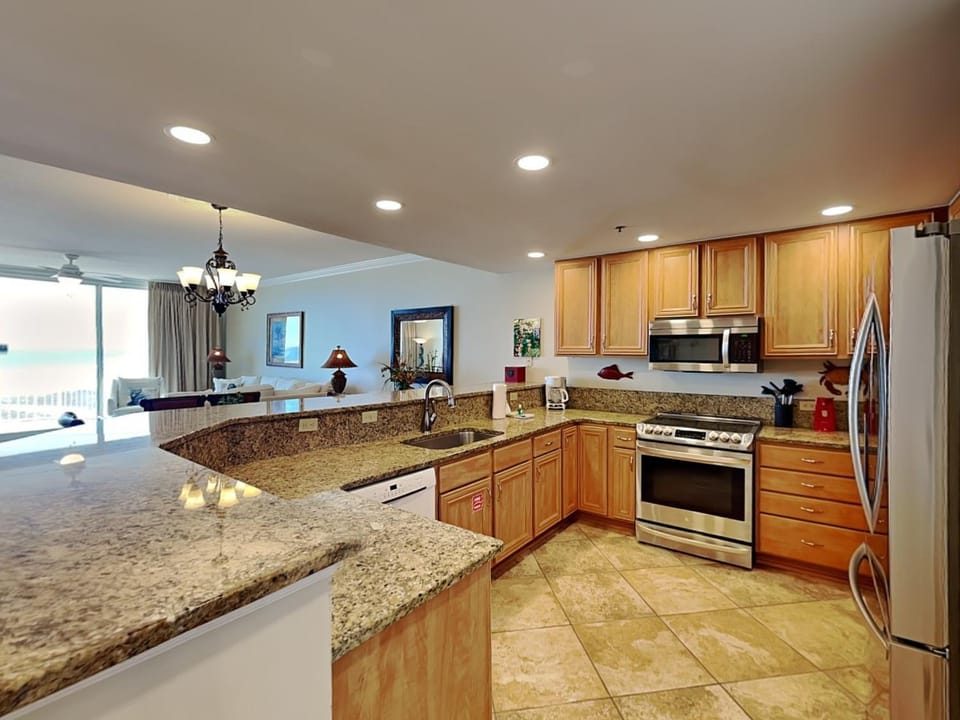 Kitchen or kitchenette, microwave, oven, stove, kitchen