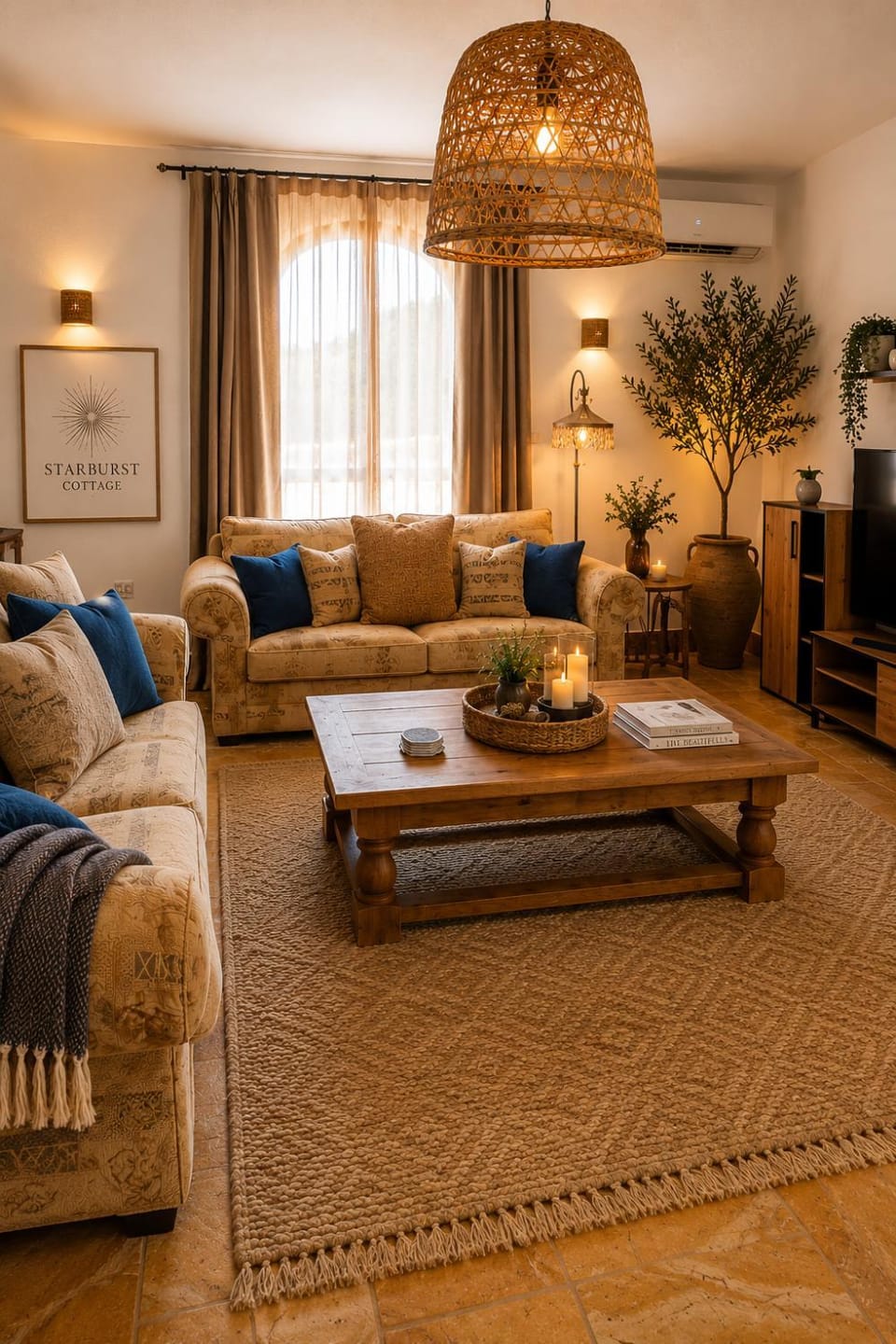 TV and multimedia, Kitchen or kitchenette, Living room, Seating area, air conditioner, air conditioner