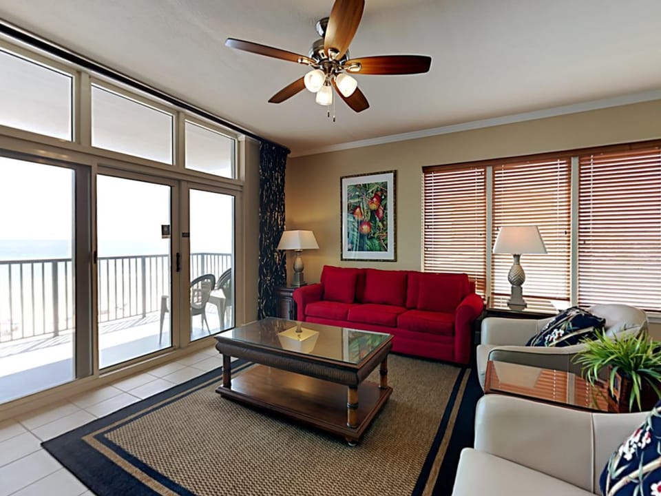 View (from property/room), Balcony/Terrace, Living room, Seating area, Sea view, furniture