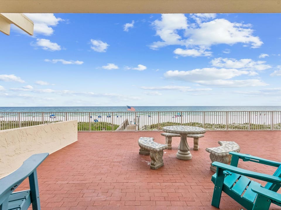 Patio, View (from property/room), Seating area, Beach, Sea view