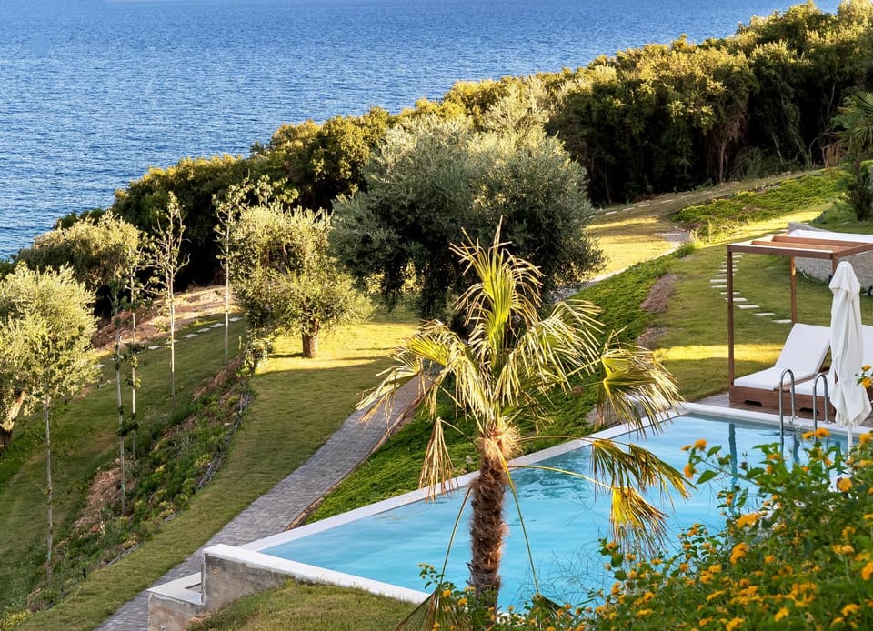 Day, Natural landscape, Garden, Garden view, Pool view, Sea view, Swimming pool