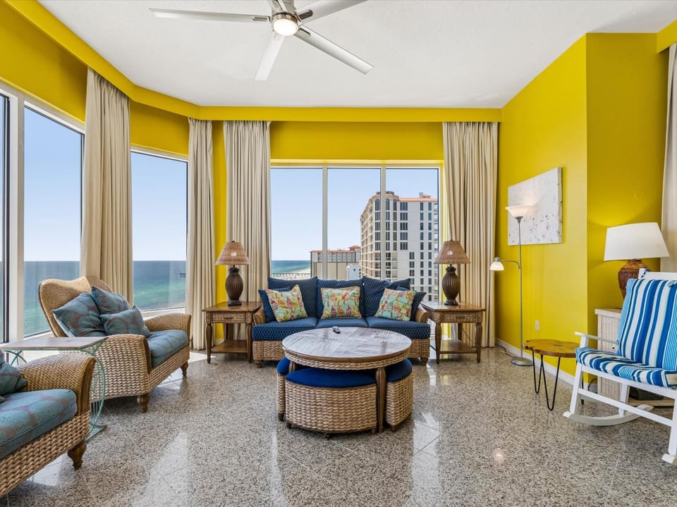 View (from property/room), Living room, Seating area, Sea view, furniture