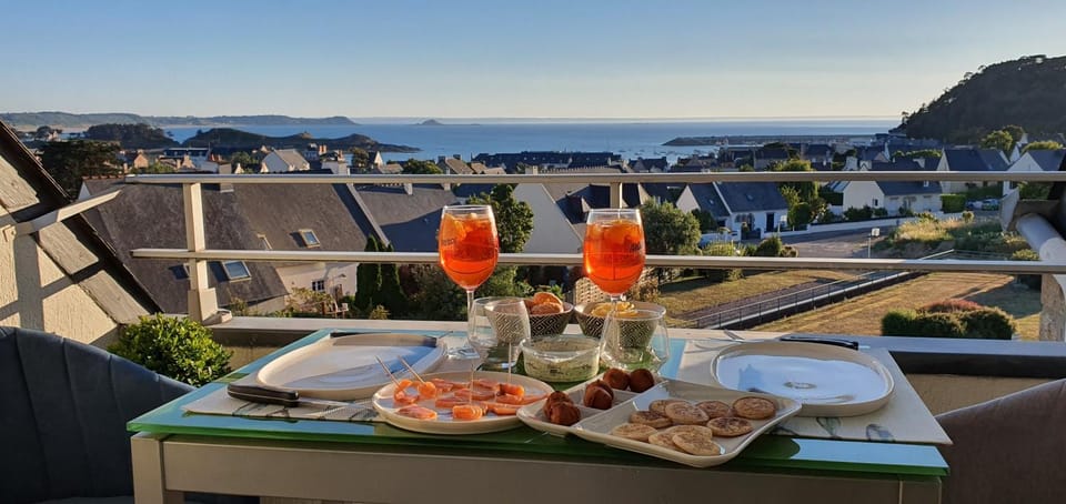Appartement ERQUY Bretagne vue mer exceptionnelle sur les hauts d'Erquy au calme ! 900 m du centre ville et au pied du GR34 Apartment in Brittany