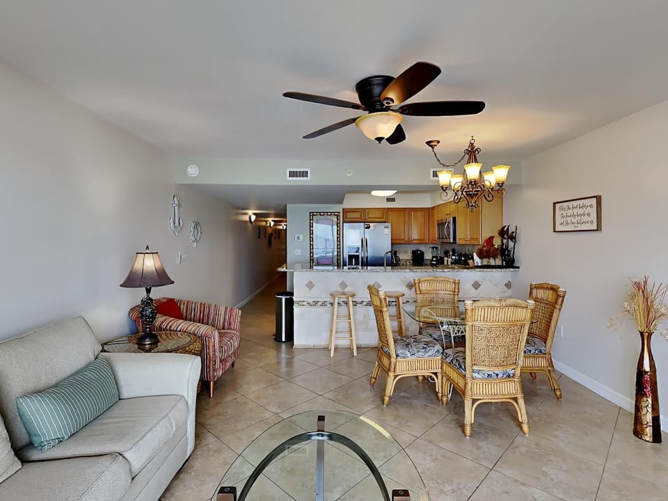 Kitchen or kitchenette, Living room, Seating area, Dining area, furniture, air conditioner