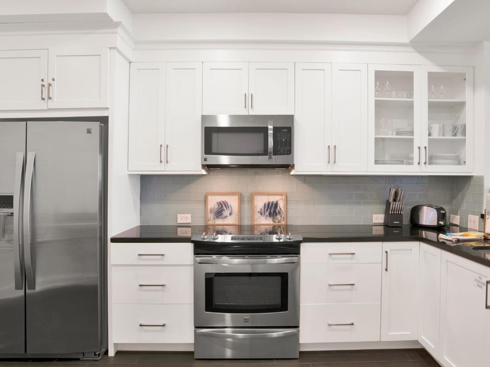 Kitchen or kitchenette, microwave, oven, stove, toaster, kitchen