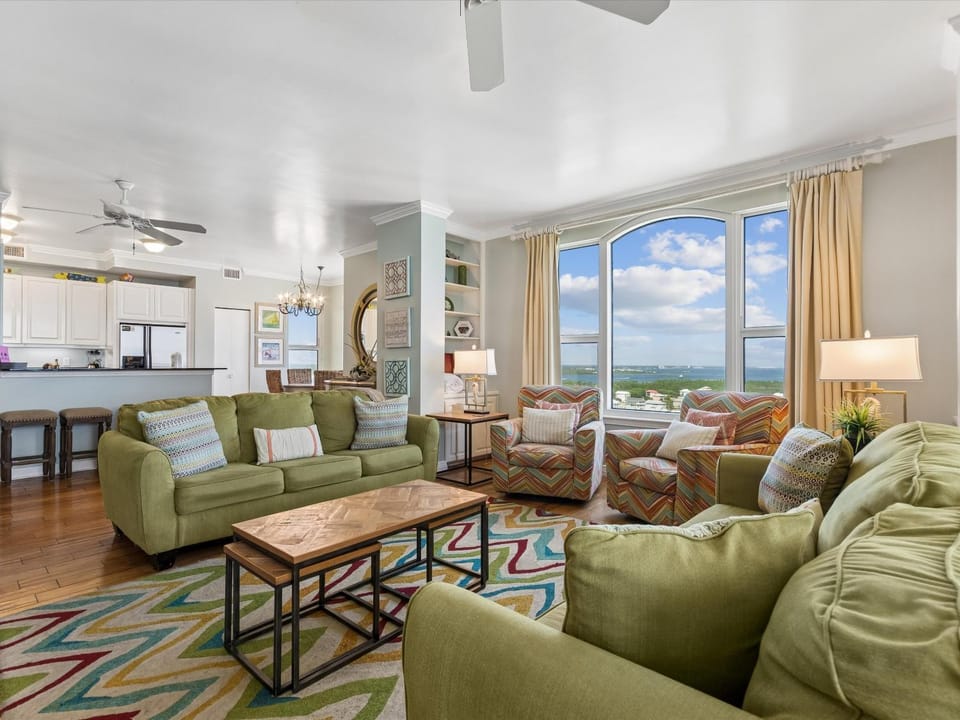View (from property/room), Kitchen or kitchenette, Living room, Seating area, furniture