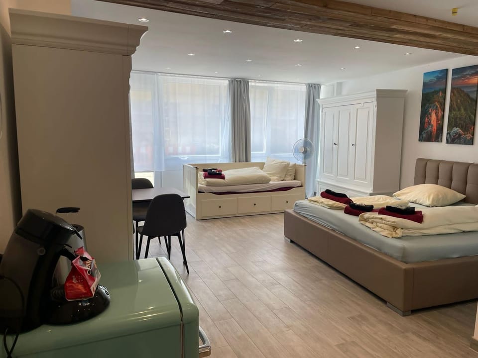 Bed, Living room, Photo of the whole room, Seating area, Bedroom