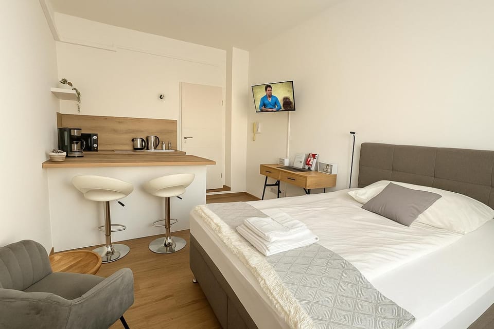 Bed, TV and multimedia, Kitchen or kitchenette, Photo of the whole room, Seating area, Dining area, Bedroom, internet