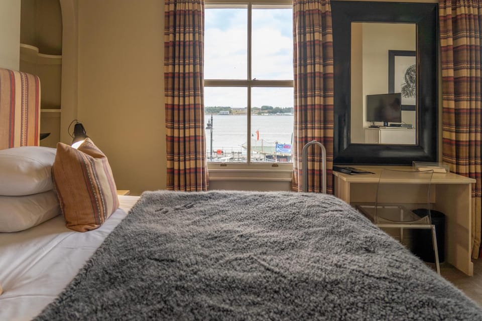 Bed, Natural landscape, Bedroom, River view