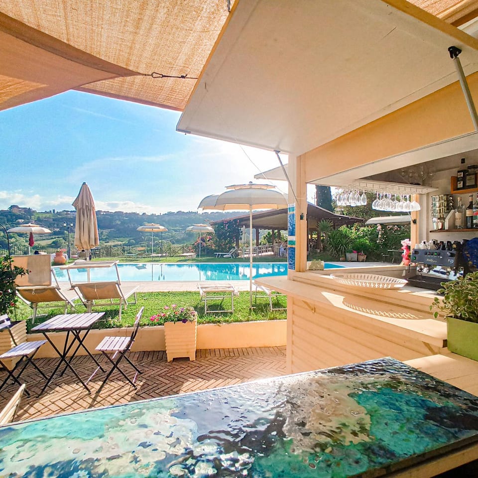 Restaurant/places to eat, Day, Natural landscape, View (from property/room), Pool view, Swimming pool, Internal: Not applicable to any particular room