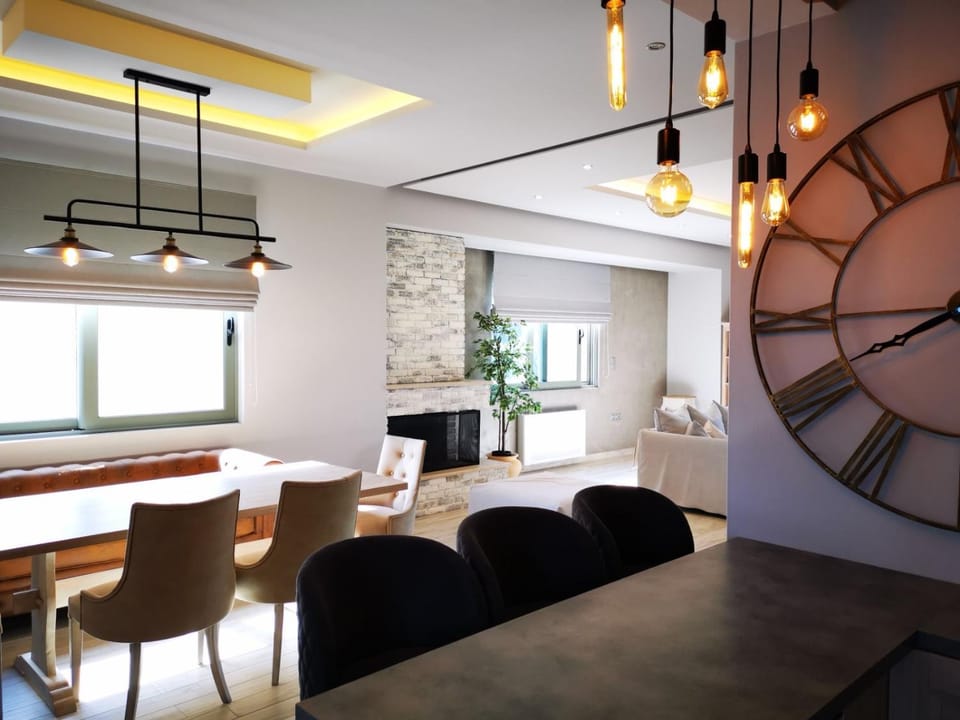 Living room, Dining area, flat iron