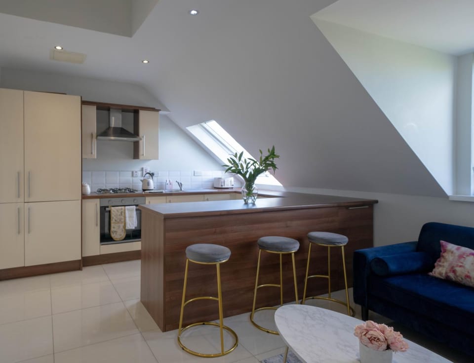 Kitchen or kitchenette, Living room, Seating area, Dining area