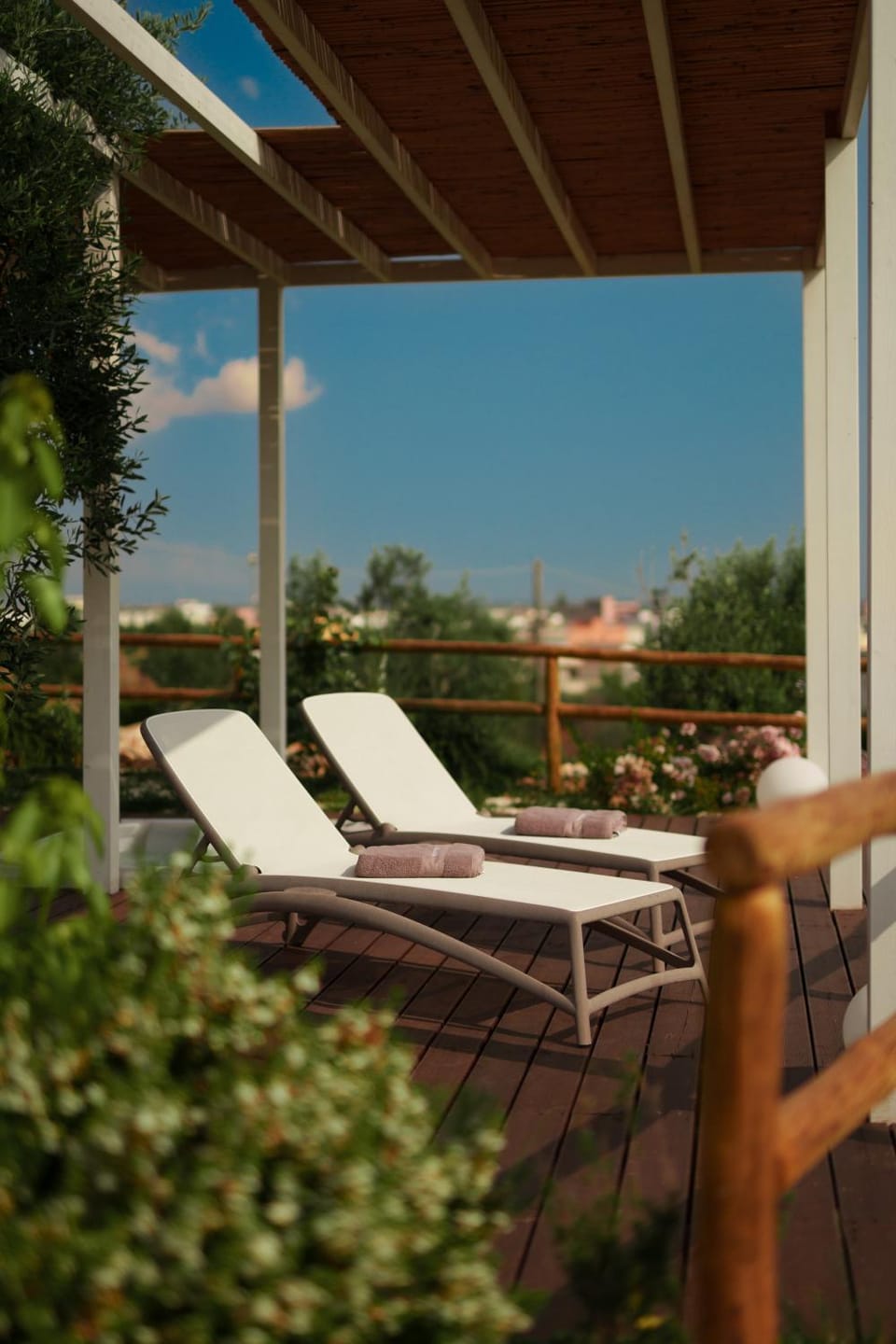 Patio, View (from property/room), Balcony/Terrace, sunbed, towels