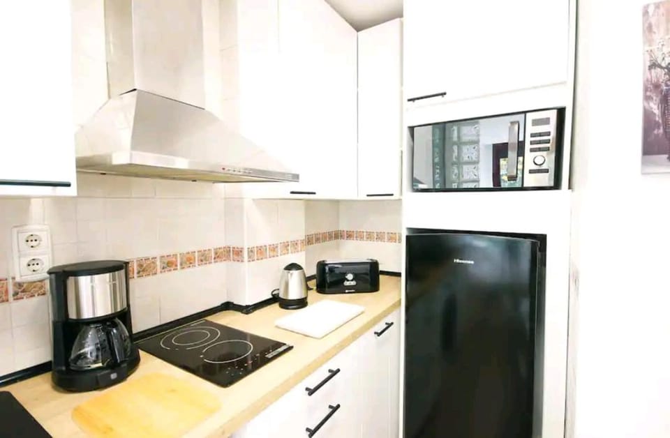 Kitchen or kitchenette, minibar, stove, toaster
