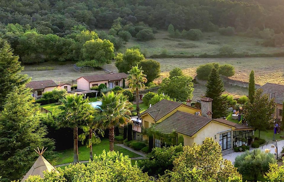 Property building, Spring, Natural landscape, Bird's eye view, Mountain view