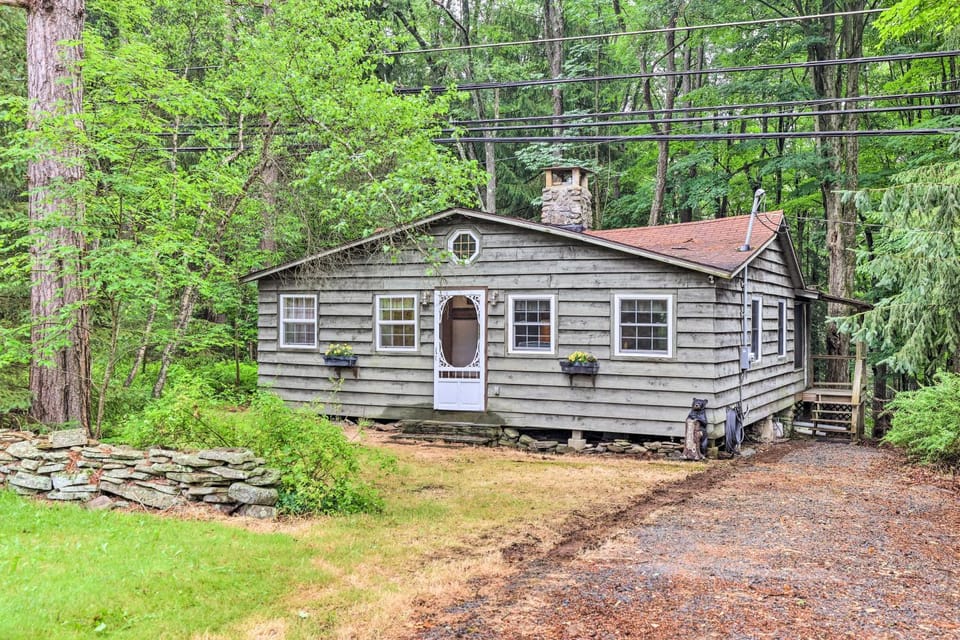 Cabin w/ Trails + Creek! 23 Mi to Camelback Slopes Cabin in Pocono Mountains
