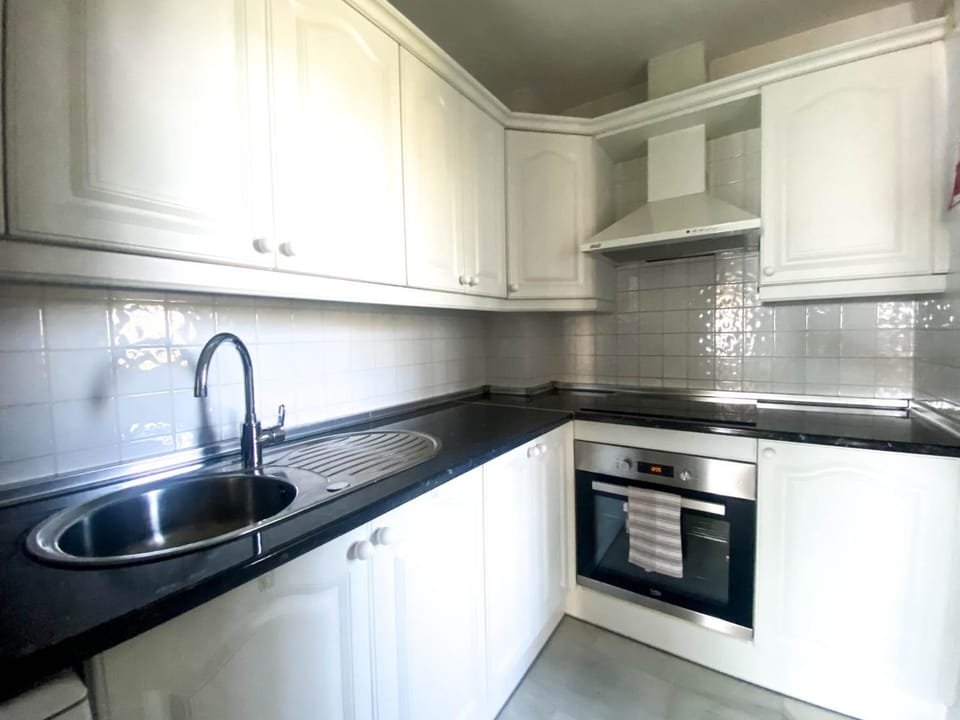 Kitchen or kitchenette, dishwasher, stove