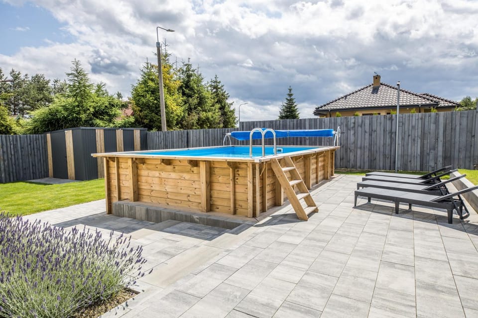 Patio, Day, Natural landscape, Summer, Garden, Seating area, Garden view, Pool view, Swimming pool, Swimming pool, sunbed